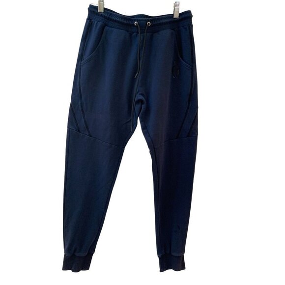 Hera x Hero Mens Dual Jogger Sweatpants Activewear Navy Blue M - Picture 1 of 7